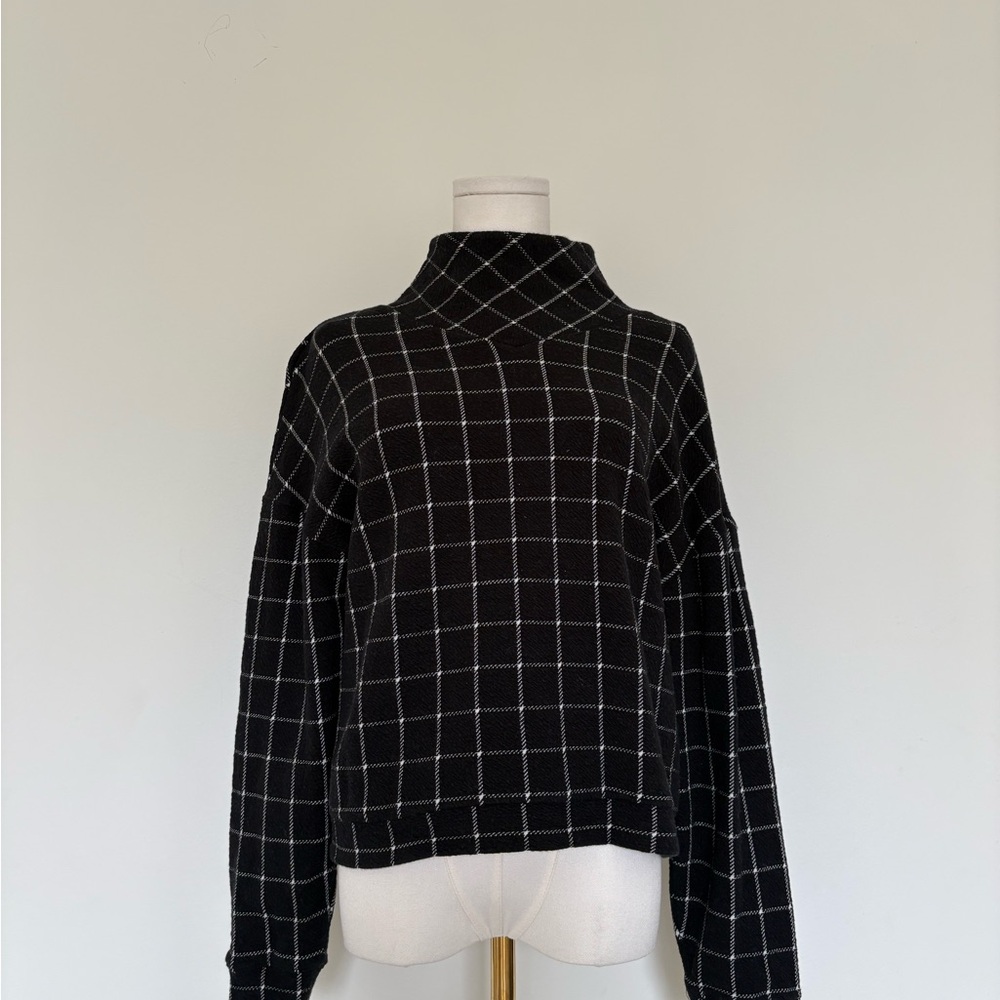 Madewell Black and White Grid Turtleneck Sweater